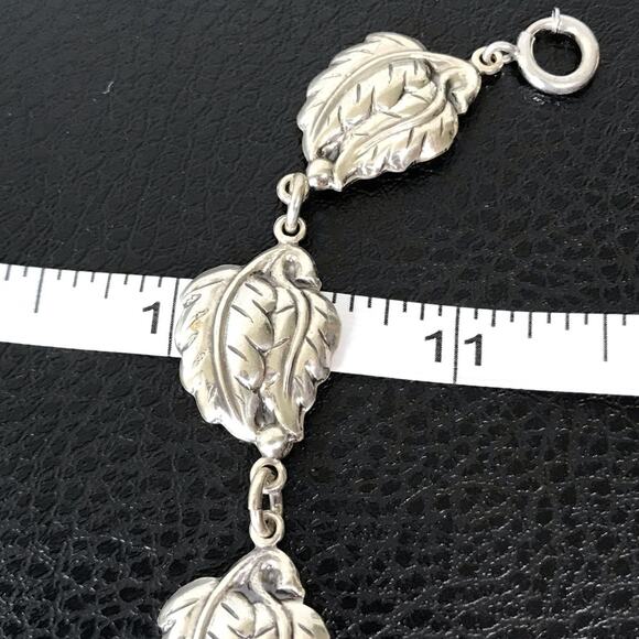 Vintage Danecraft 925 Sterling Silver Double Leaf Necklace 15.5" - Picture 15 of 16